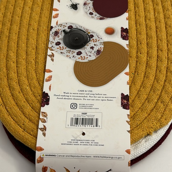 4pc CORE Round/Oval Woven Trivets Set - 100% Cotton - Fall Flower - Picture 5 of 8
